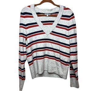 Madewell | Westgate Striped V Neck Sweater L